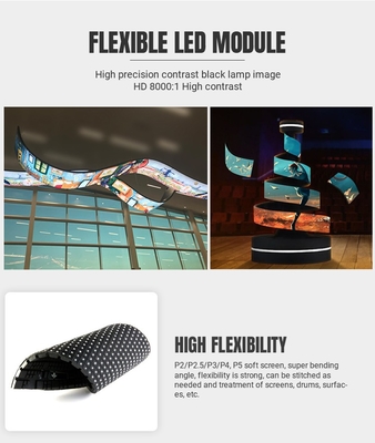 Customization P4 Indoor Soft Video Wall High Quality High Definition LED Screens Flexible Round Arc Curved Led Wall Screen