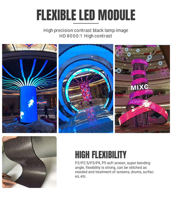 Customization P4 Indoor Soft Video Wall High Quality High Definition LED Screens Flexible Round Arc Curved Led Wall Screen